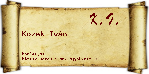 Kozek Iván névjegykártya